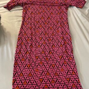 Lularoe Pink and Black Geometric Dress